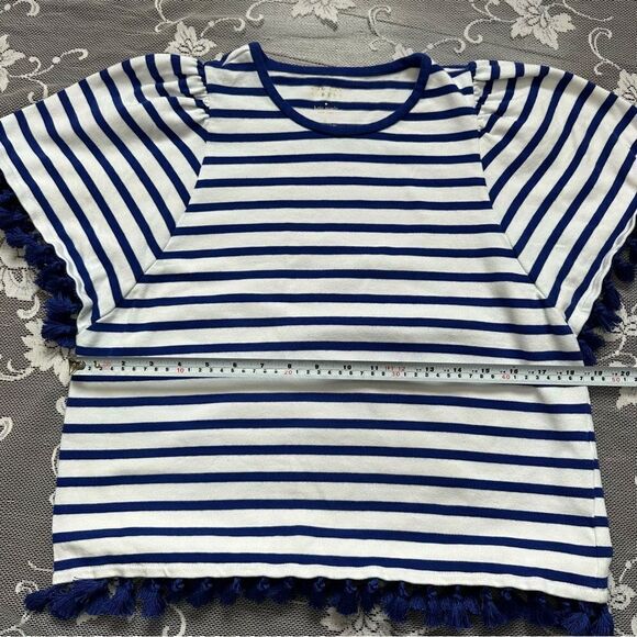 Kate Spade Broome Street Striped Puff  Sleeve Tassel Hem Top Sz Small - Picture 10 of 14